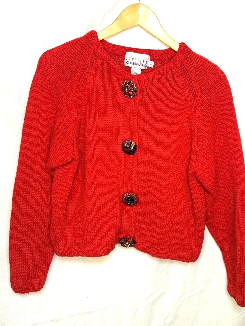90’s Carolina Colours Fancy Button Cropped Ramie Cotton Blend Cardigan Sweater